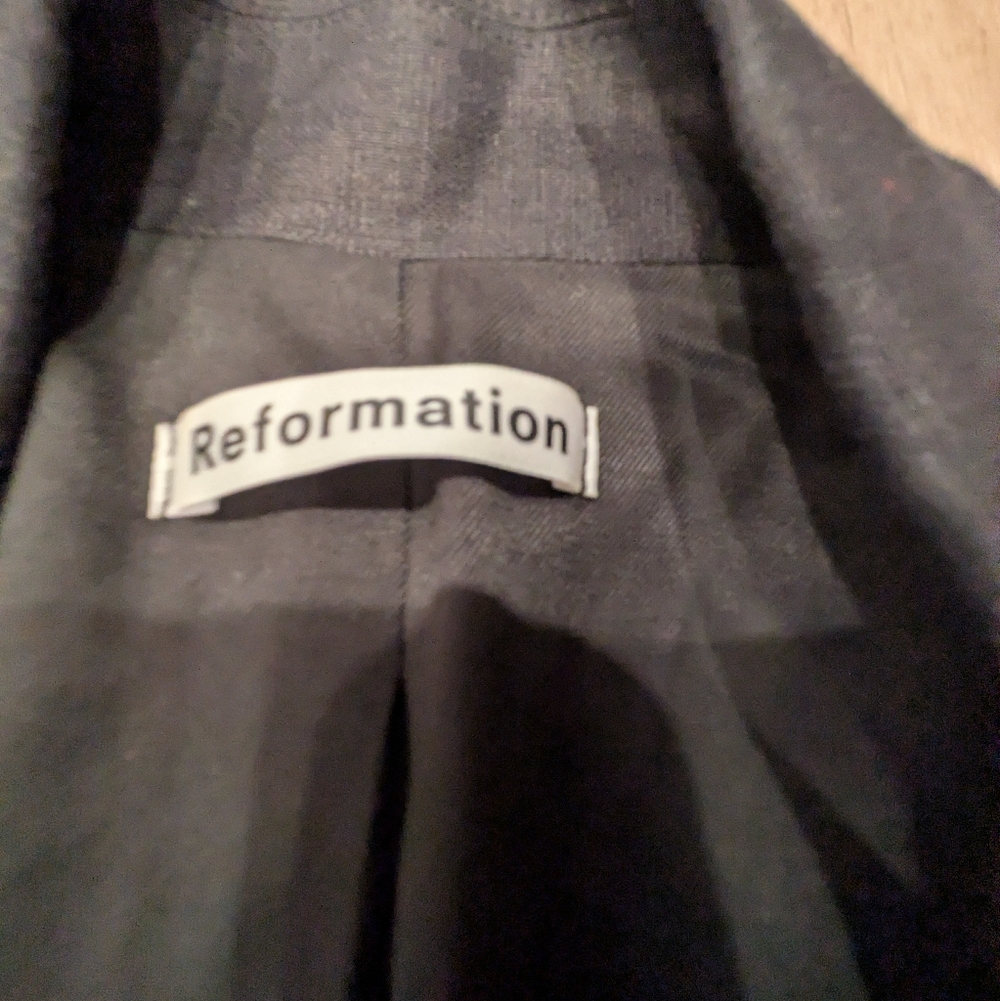 Reformation Linen Blazer Double Breast Size M Black - Picture 5 of 9